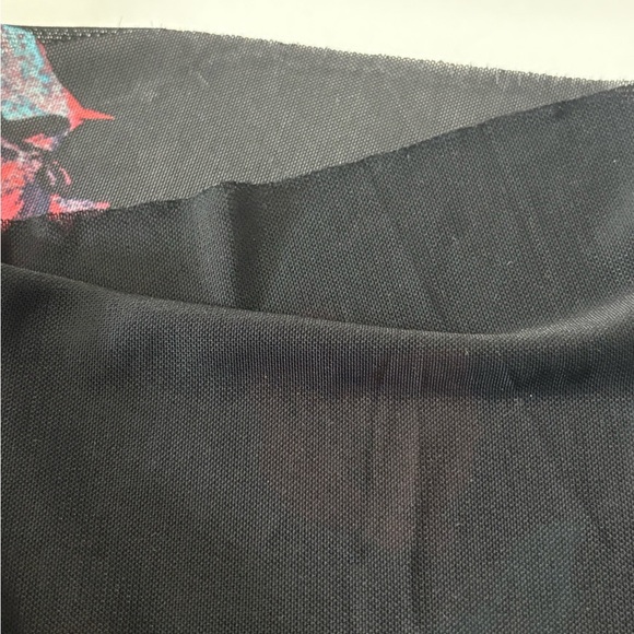 Free People Carmel Black and Red Floral Mesh Stretchy Maxi Dress. Ruched Side. L - Picture 5 of 16